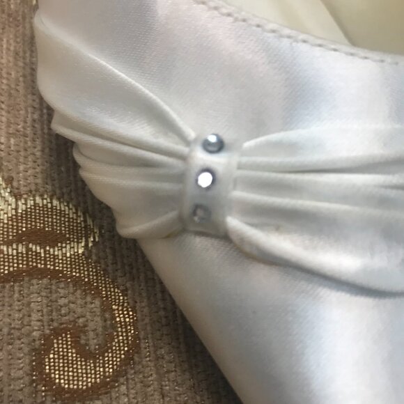 Dye-Able White Bling Rhinestone Satin Slingback D'Orsay, Formal Pump Wedding - Picture 6 of 16